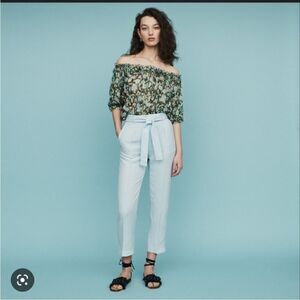 Maje Palizane Linen Blend Ciel Bleu Pants New with Tags